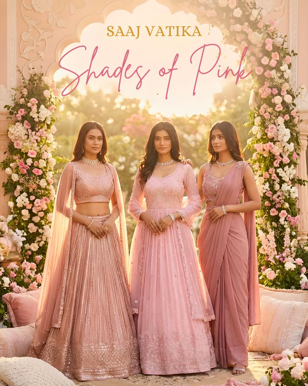 Premium Pink Lehengas & Sarees Fashion Campaign | Saaj Vatika