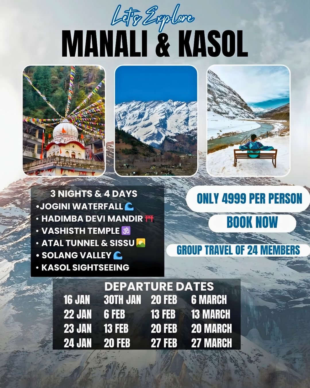 Manali & Kasol Travel Itinerary Poster Design | Trijal Sarthi