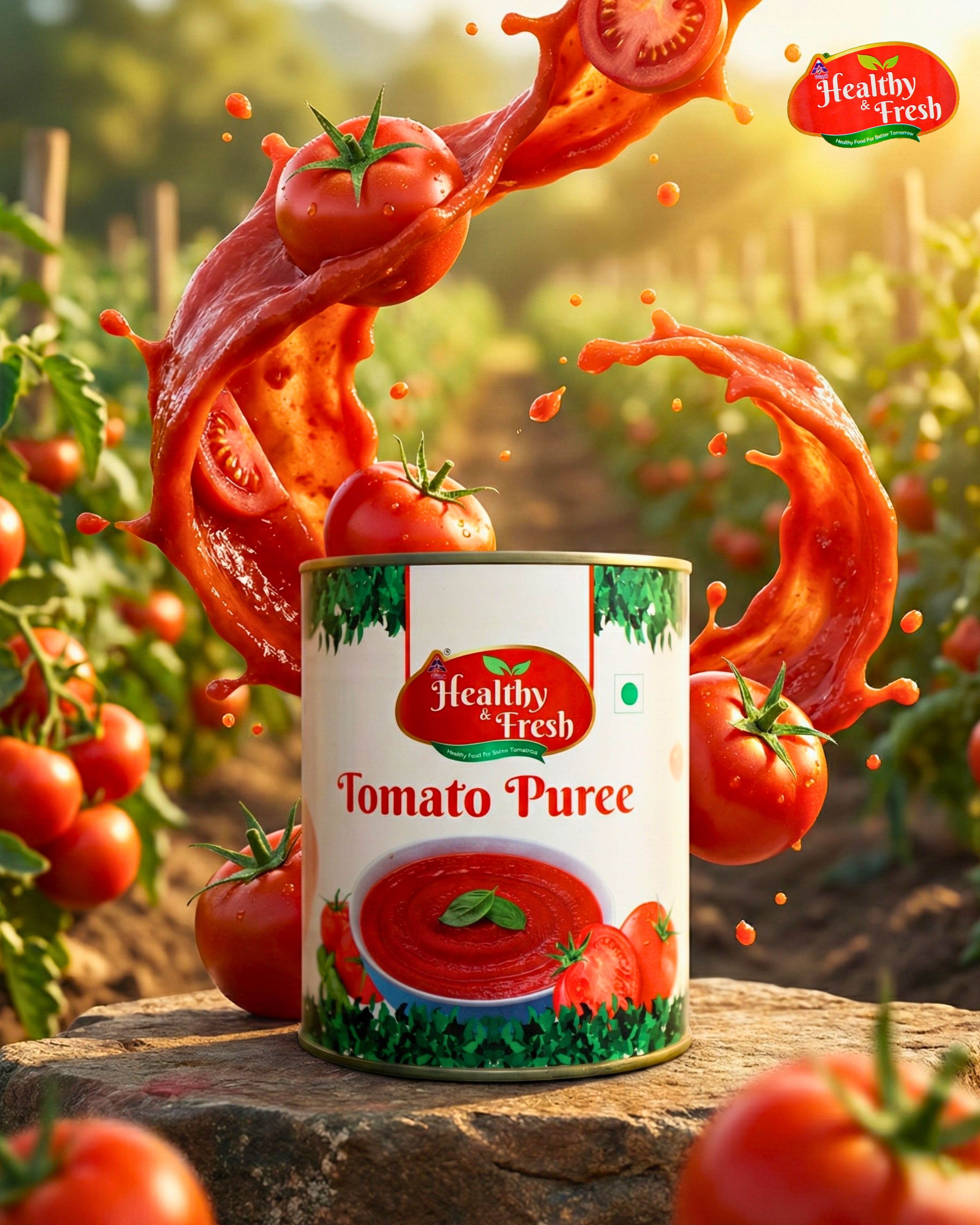 Organic Tomato Puree Commercial Ad Design | Healthy & Fresh