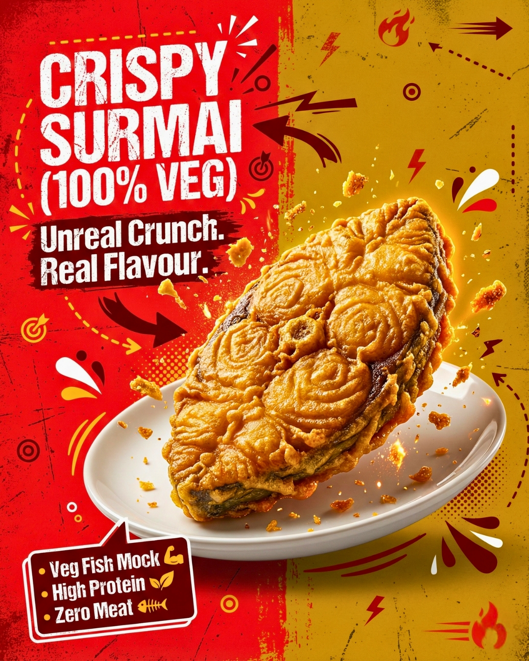 High-Protein Veg Fish Mock Meat Poster Design | Healthy & Fresh