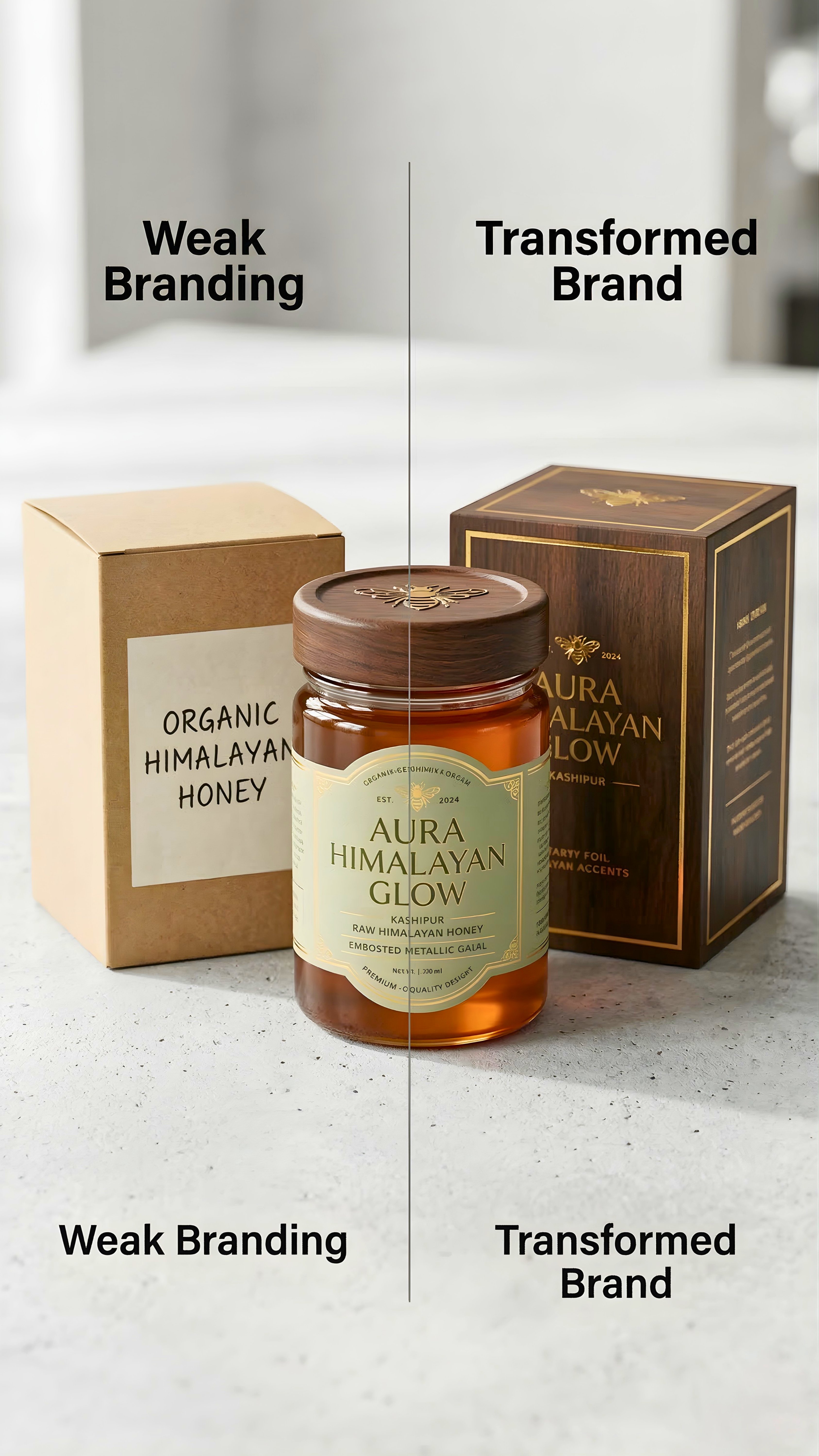 Before and After Brand Identity Transformation for Organic Products